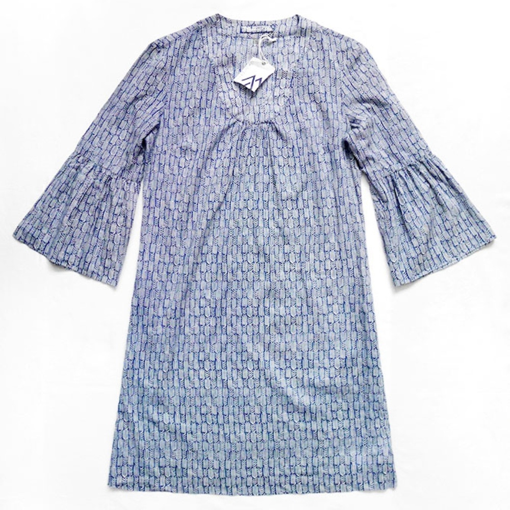 NEW WITH TAG MARTIN + And OSA Printed Dress With Bell Sleeves & Pockets Sz Small